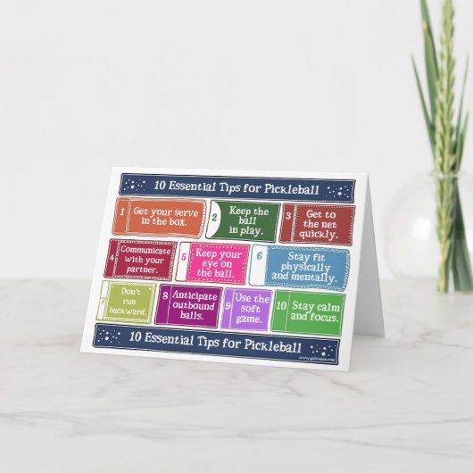 Pickleballの10の重要なヒント カード (正面)