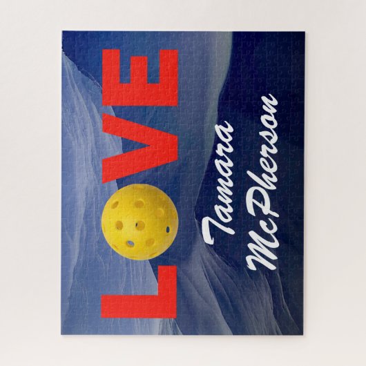 Pickleballは名前Blue Backgroundでパーソナライズ ジグソーパズル (縦)