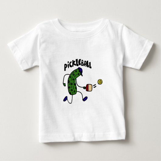 Pickleballを遊ぶおもしろいなピクルス ベビーTシャツ (正面)