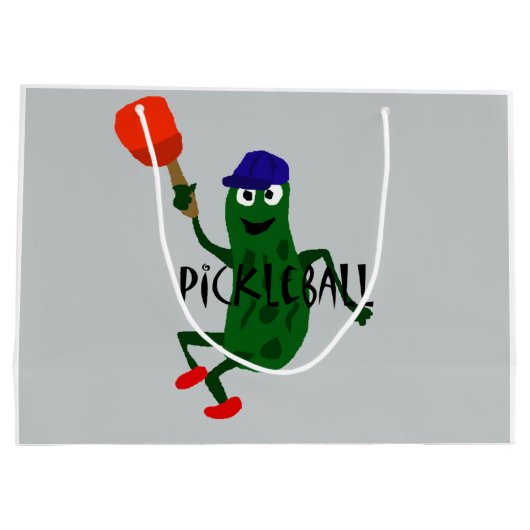 Pickleballを遊ぶおもしろいなピクルス ラージペーパーバッグ (裏面)