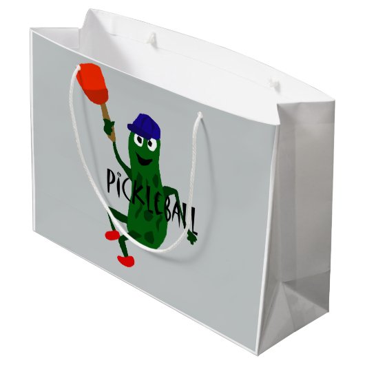 Pickleballを遊ぶおもしろいなピクルス ラージペーパーバッグ (裏面アングル)