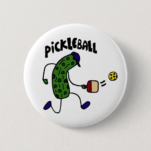 Pickleballを遊ぶおもしろいなピクルス 缶バッジ (正面)