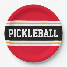 PICKLEBALLアスレチックはっきりしたブルレッドブラックストライプ ペーパープレート