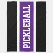 PICKLEBALLアスレティックブラックパープル白ストライプ色 フリースブランケット (正面)