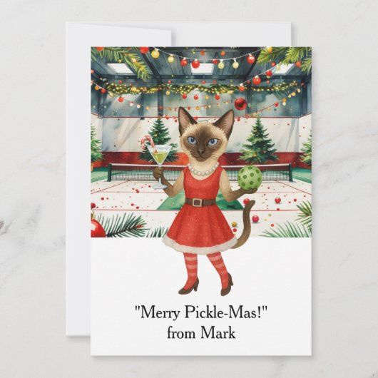 PICKLEBALLクリスマスと文字「メリーPickle-Mas!」 シーズンカード (正面)
