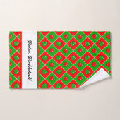 Pickleballクリスマスオーナメントチェックパーソナライズされた ハンドタオル (ハンドタオル)