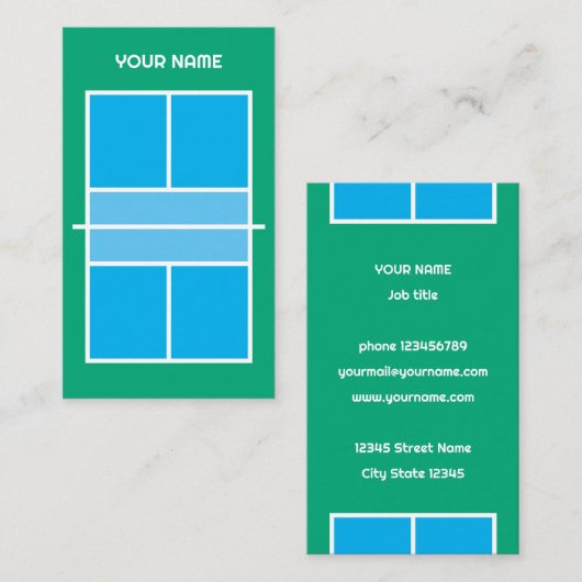 Pickleballコーチの名刺テンプレート 名刺 (正面/裏面)