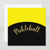 PickleballスクリプモダントBright Yellow Black Curves 招待状 (正面/裏面)