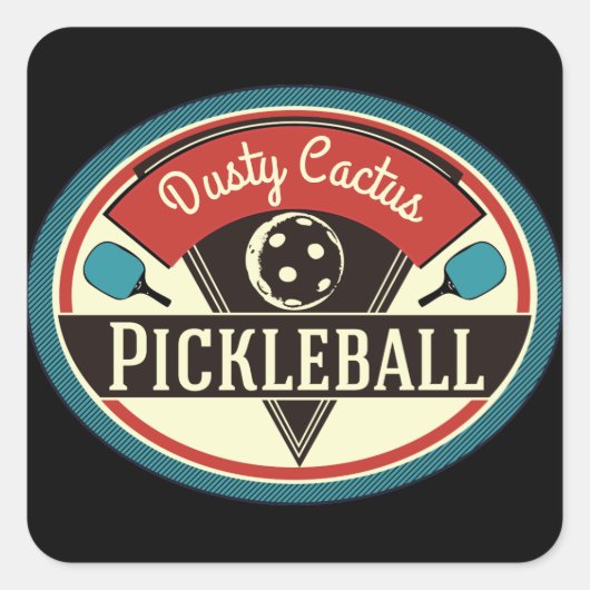 Pickleballチームステッカー – ヴィンテージデザイン スクエアシール (正面)