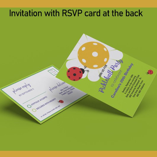 PickleballデイジーB'day invitation + RSVPカード カード
