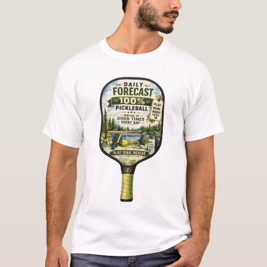Pickleballデイリーライフ予報 Tシャツ (正面)