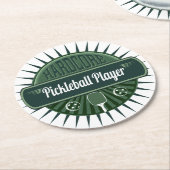 PickleballプレーヤーのDinkのパーティー ラウンドペーパーコースター (アングル)