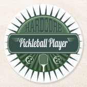 PickleballプレーヤーのDinkのパーティー ラウンドペーパーコースター (正面)