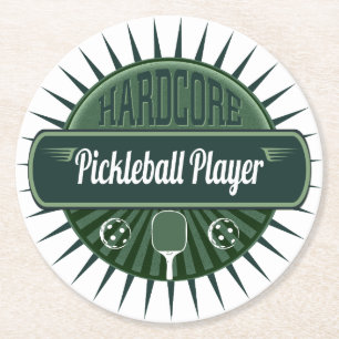 PickleballプレーヤーのDinkのパーティー ラウンドペーパーコースター