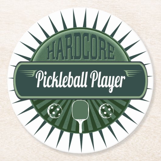 PickleballプレーヤーのDinkのパーティー ラウンドペーパーコースター (正面)