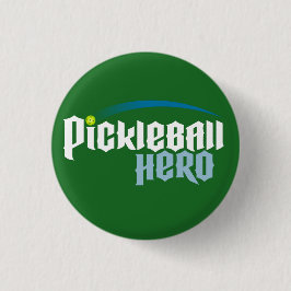 "Pickleball英雄"のロゴボタン(緑) 缶バッジ