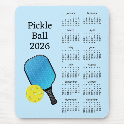 Pickleball 2026 Calendar マウスパッド (正面)