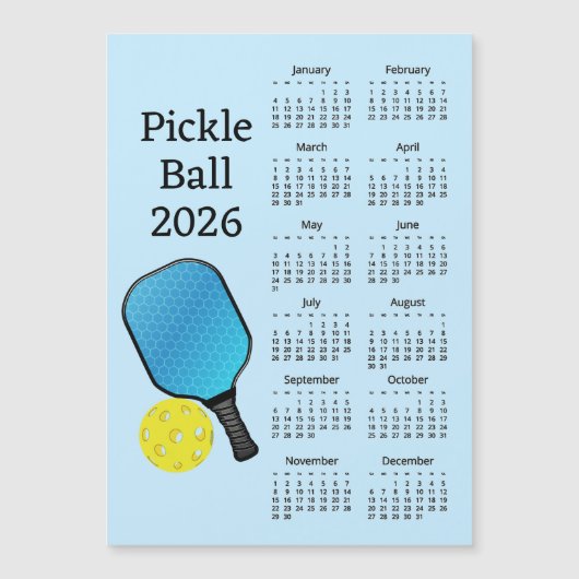 Pickleball 2026 Calendar マグネット招待状 (正面)