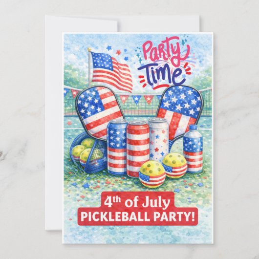 PICKLEBALL 4th of July Pickleball Party Invitation 招待状 (正面)