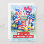 PICKLEBALL 4th of July Pickleball Party Invitation 招待状 (正面/裏面)