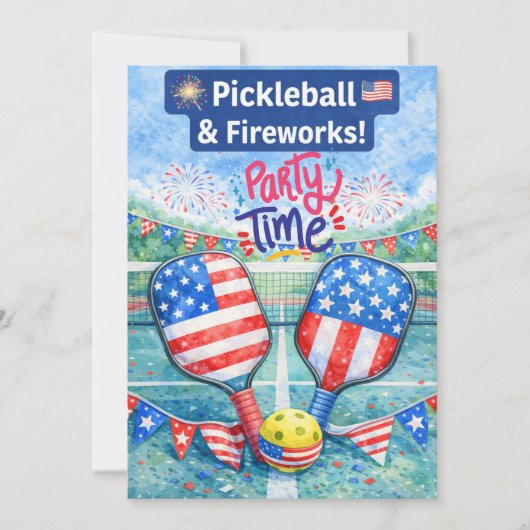 PICKLEBALL 4th of July Pickleball Party Invitation 招待状 (正面)