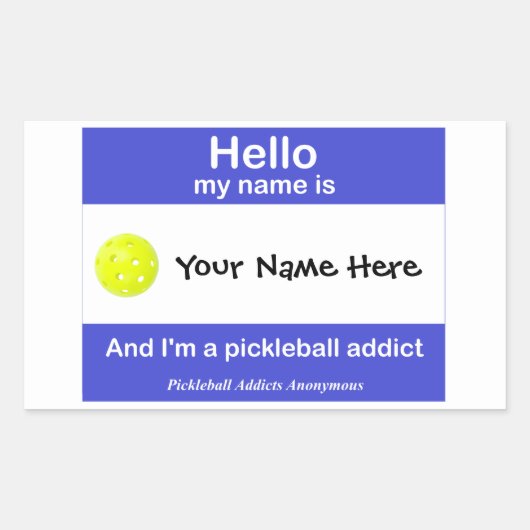Pickleball Addicts匿名名タグ 長方形シール (正面)