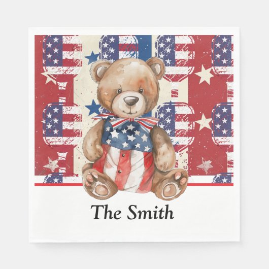 Pickleball Americanが7月4日をテーマに制作 スタンダードランチョンナプキン (正面)