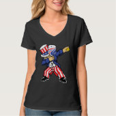 Pickleball American Flag 4th of July Uncle Sam Dab Tシャツ (正面)