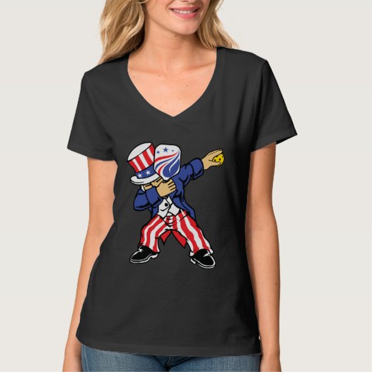 Pickleball American Flag 4th of July Uncle Sam Dab Tシャツ (正面)