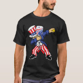 Pickleball American Flag 4th of July Uncle Sam Dab Tシャツ (正面)