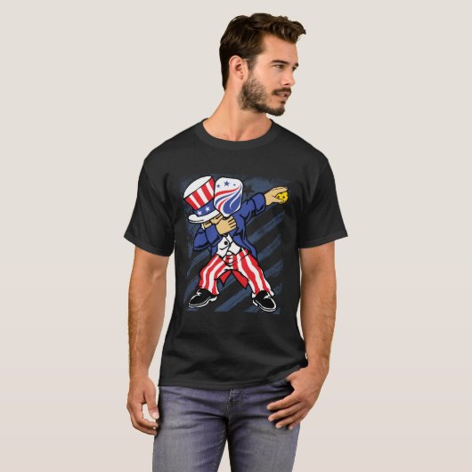 Pickleball American Flag 4th of July Uncle Sam Dab Tシャツ (正面フル)