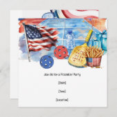 Pickleball American themed  4th July  招待状 (正面/裏面)