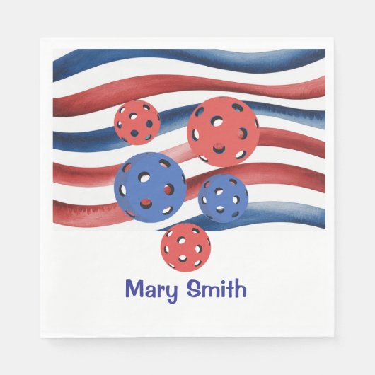 Pickleball American themed for 4th July スタンダードランチョンナプキン (正面)