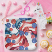 Pickleball  American themed for 4th July  ペーパープレート (パーティー)