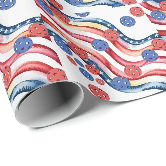 Pickleball  American themed for 4th July  ラッピングペーパー (ロールコーナー)
