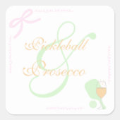 Pickleball and Prosecco Bridal Shower スクエアシール (正面)