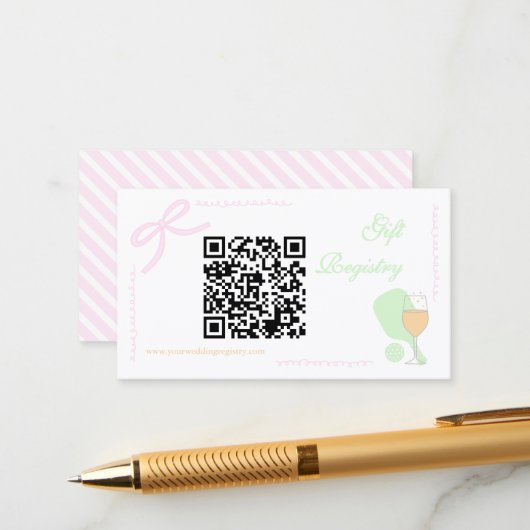 Pickleball and Prosecco Bridal Shower Registry エンクロージャーカード (正面/裏面インサイチュ)