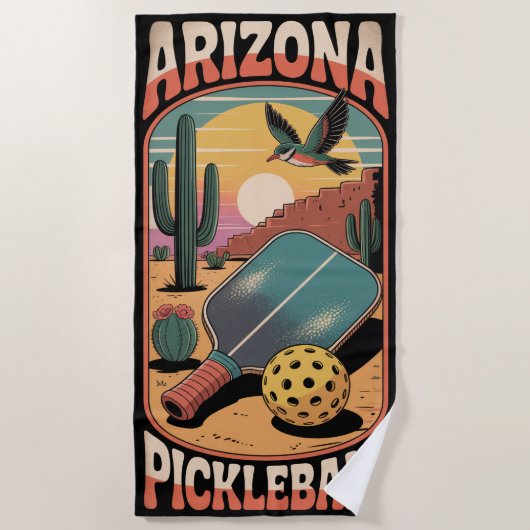 Pickleball ARIZONA PICKLEBALL Desert  ビーチタオル (正面)