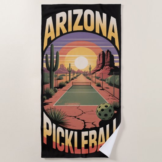 Pickleball ARIZONA PICKLEBALL Desert Resort Court ビーチタオル (正面)