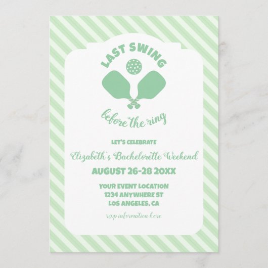 Pickleball Bachelorette Weekend 招待状 (正面)