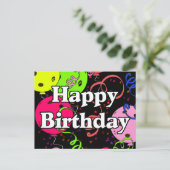Pickleball Balloons Confetti Happy Birthday ポストカード (スタンド正面)