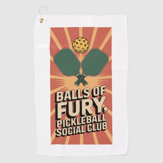 Pickleball Balls Of Fury Social Club ゴルフタオル (正面)