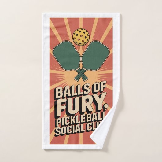 Pickleball Balls Of Fury Social Club ハンドタオル (ハンドタオル)