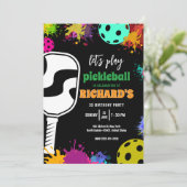 Pickleball Birthday Colorful Sports Party 招待状 (スタンド正面)