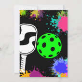 Pickleball Birthday Colorful Sports Party 招待状 (裏面)