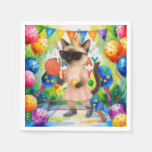Pickleball Birthday Partyをテーマにした猫好き スタンダードカクテルナプキン (正面)