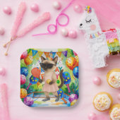 Pickleball Birthday Partyをテーマにした猫好き ペーパープレート (パーティー)