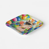 Pickleball Birthday Partyをテーマにした猫好き ペーパープレート (傾斜あり)