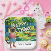 Pickleball Birthday Partyをテーマにした猫好き ペーパープレート (パーティー)