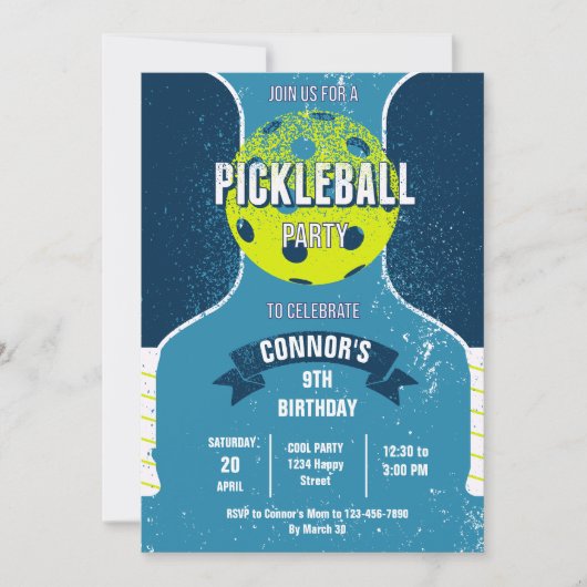 Pickleball Birthday Party Invitation 招待状 (正面)